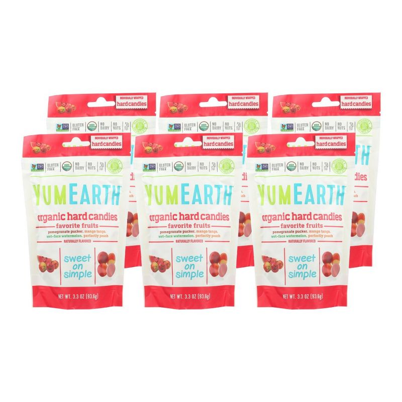Yumearth Organic Hard Candies Favorite Fruit Flavors - Case of 6/3.3 oz, 1 of 8