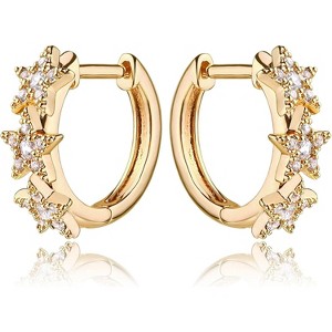 Gold Star Hoop Earrings for Women 18K Gold Plated Hoop Earrings Handmade Simple Minimalism Hoop Hypoallergenic Earrings for Everyday Jewelry - 1 of 4