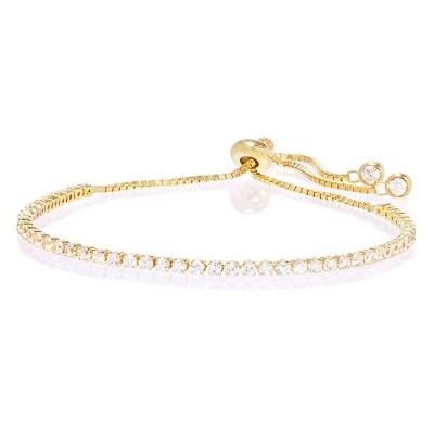 14K Gold Adjustable Tennis Bracelet with crystals from Swarovski in 14K Plated