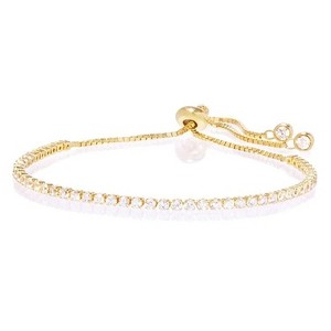 14K Gold Adjustable Tennis Bracelet with crystals from Swarovski in 14K Plated - 1 of 4