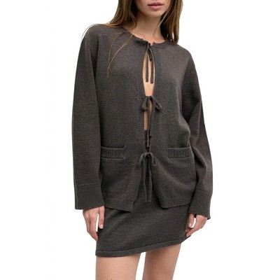 Women's Knit Sweater Tie Front Cardigan - MOD REF