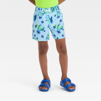 Toddler Boys' Beach Scenic Printed Swim Board Shorts - Cat & Jack™ Light Blue