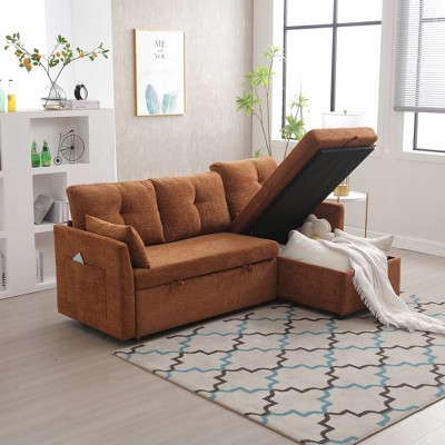 81.1" L-Shaped Modular Corduroy/Chenille Fabric Sofa, Reversible Sectional Couch with Storage Chaise 4W - ModernLuxe