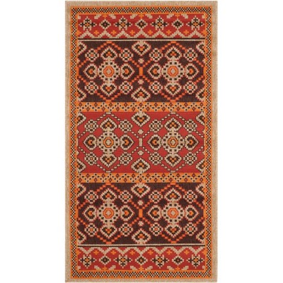 Red and Chocolate Rectangular Synthetic Indoor/Outdoor Area Rug