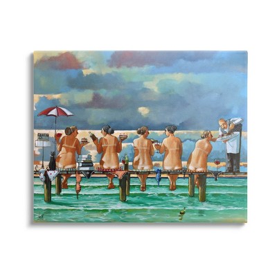 Stupell Industries Beach Dock Women Summer Fun Canvas Wall Art