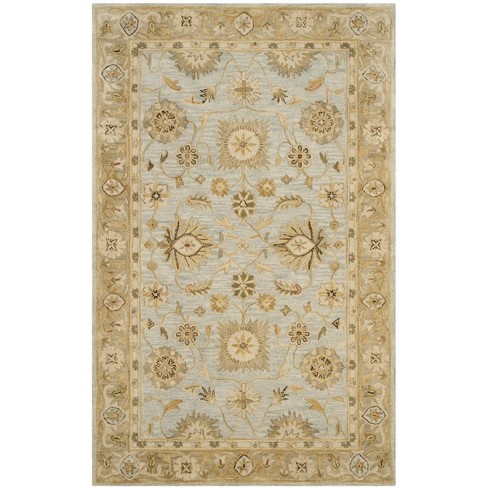 Antiquity At856 Hand Tufted Area Rug - Light Blue/sage - 5'x8 ...