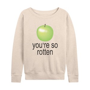 Women's - Instant Message - You're So Rotten Lightweight French Terry Wide Neck Long Sleeve Graphic Shirt - 1 of 4