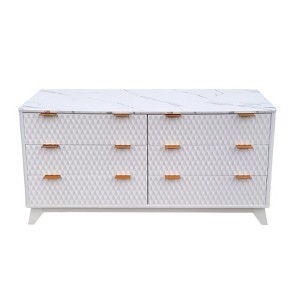 6 Drawers Dresser, with Faux Marble Top, Drip Pattern, TV Stand - 1 of 4
