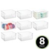 mDesign Household Plastic Storage Organizer Bin with Open Front - 8 Pack -  Clear