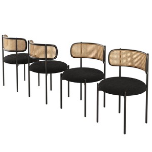 Bencmate Accent Chairs Modern Upholstered Dining Chairs Set of 2, Rattan Back, Accent Kitchen Chairs, Pink, 20.5"*20.5"*30" - 1 of 4