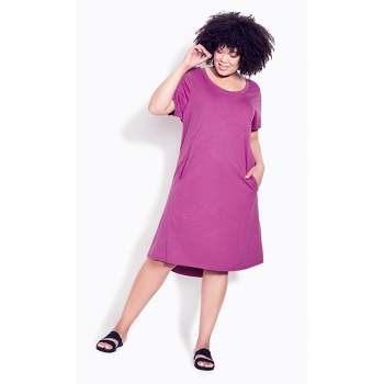 Women's Plus Size Hello Sunshine Plain Dress  - Clover | ZIM & ZOE