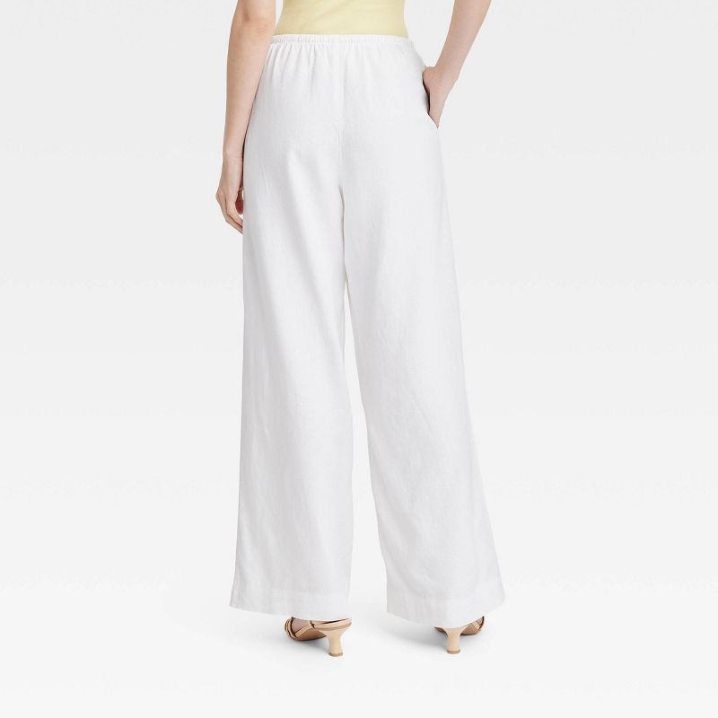 Women's High-Rise Wide Leg Linen Pull-On Pants - A New Day™, 3 of 11