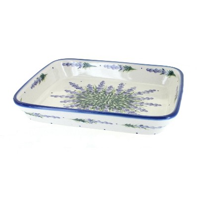 Blue Rose Polish Pottery Lavender Fields Medium Rectangular Baker