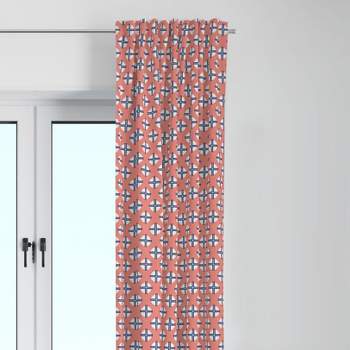 Bacati - Olivia Coral/Navy Dots Cross Curtain Panel