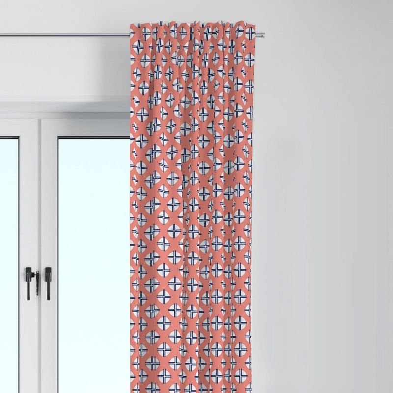 Bacati - Olivia Coral/Navy Dots Cross Curtain Panel, 1 of 5