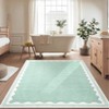 Indoor Modern Washable Area Rugs with Scalloped Print, Ultra Thin Non Slip Throw Carpet for Bedroom Living Room - 4 of 4