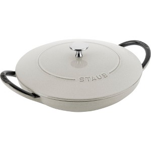 Staub Cast Iron 2-qt Wok With Cast Iron Lid - White Truffle - 1 of 3