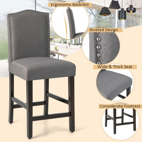 Bar Chairs with Ergonomic Backrest and Comfy Footrest and Soft Padded Seat