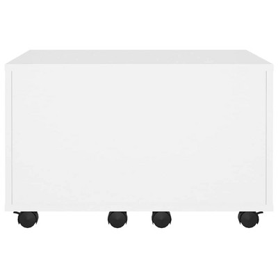 White Rectangular Engineered Wood Coffee Table with Tapered Legs