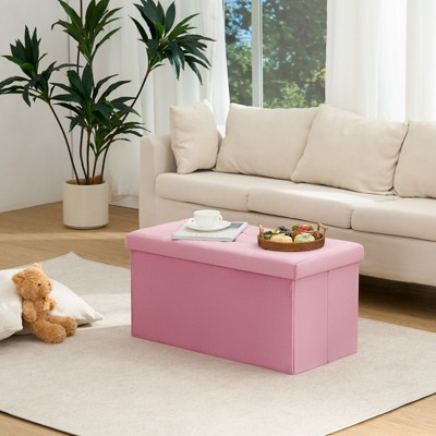 LUSIMO 30" Folding Velvet Storage Ottoman Bench Toy Chest Footstool Hold up to 570 lb For Bedroom Living Room