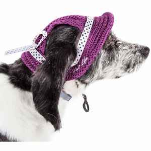 Pet Life Sea Spot Sun UV Protectant Adjustable Fashion Mesh Brimmed Dog Hat Cap, LG, Black - 1 of 3