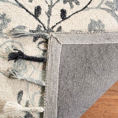 Hand-Knotted Ivory Wool Suzani Area Rug 3' x 5'