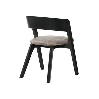 Set of 2 Black and Brown Mid-Century Modern Upholstered Arm Chairs