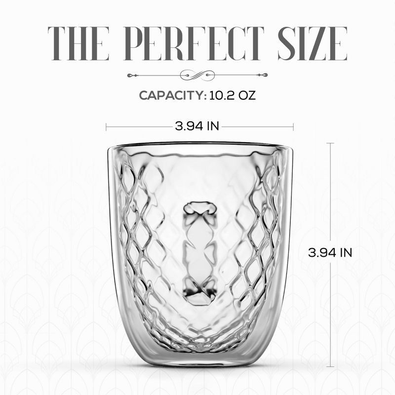Elle Decor Set of 2 Insulated Coffee Mug, 13-Oz Double Wall Diamond Design Glasses, Glass Coffee Mug for Lattes, Americano, Espresso, Clear, 5 of 8