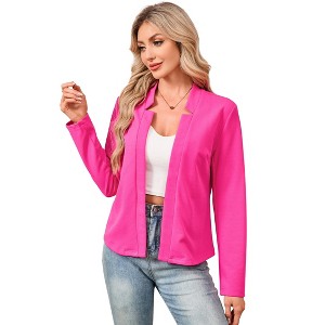 Coolmee Womens' Blazer Long Sleeve Jacket Notch Collar Casual Business Elegant Work Office Coat - 1 of 4