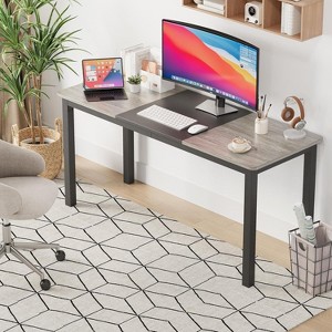 Nasitip 63" Rectangle Dining Table for 2–6, Modern Farmhouse Table with Metal Legs, Black & Vintage Finish for Kitchen or Dining Room - 1 of 4