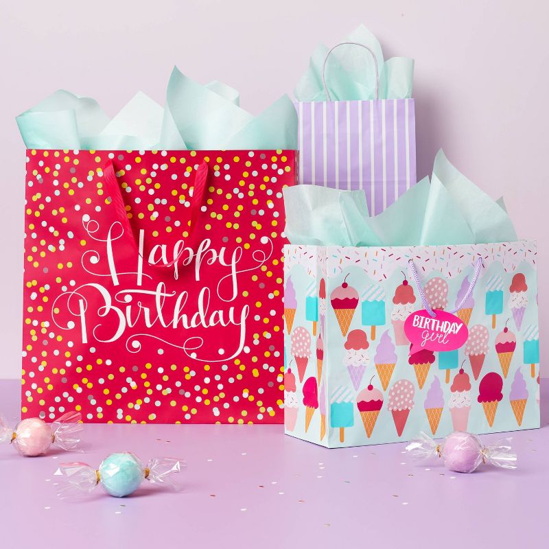 Large Confetti Birthday Gift Bag Pink - Spritz&#8482;, 2 of 3