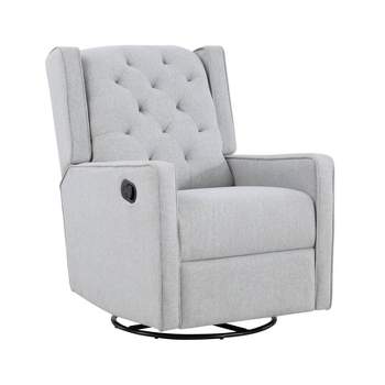 Suite Bebe Bryton Gliding Swivel Recliner Accent Chair - Tufted Brushed Tweed Fabric
