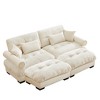 Aukfa Cream Velvet Large Sofa with Bolster Armrests, Waist & Throw Pillows – Modern Couch for Living Room, Bedroom or Office - 3 of 4