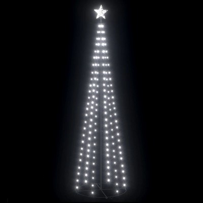 vidaXL Festive LED Christmas Cone Tree - Cold White, 136 LEDs, Indoor, Outdoor, Garden Decoration with Star Topper and Adjustable Lighting Modes