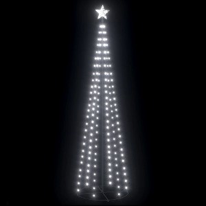 vidaXL Festive LED Christmas Cone Tree - Cold White, 136 LEDs, Indoor, Outdoor, Garden Decoration with Star Topper and Adjustable Lighting Modes - 1 of 4