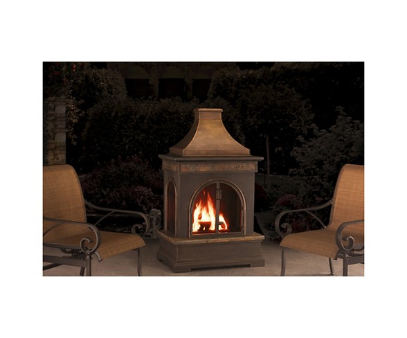 Sunjoy Amherst 56 Steel And Slate Outdoor Fireplace Buy Online