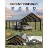 12 x 26 FT Metal Carport, Heavy Duty Carports Reinforced Frame and Steel Roof, All-Weather Shelter Canopy for Pickups, Boats, Cars, and Tractors - 4 of 4