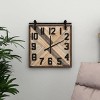 Olivia & May 27"x24" Wooden Sliding Barn Door Style Wall Clock Brown: Large Analog MDF Square Clock for Indoor Use - 3 of 4