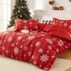 Nasitip Christmas Duvet Cover, Reversible Printed Comforter Cover Set Christmas Holiday Decorative Bedding, Red Duvet + 2 Pillow Shams, Snowflake - 4 of 4