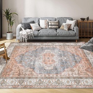 Traditional Vintage Area Rug Washable Non-Shedding Carpet with Non-Slip Backing for Bedroom, Living Room, Dining Room Office - 1 of 4