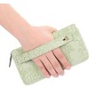 BEAFUP Carved Double Zip Wallet for Women,with 4 Full-length Cash Compartments RFID Blocking PU Leather Wristlet Purse Large Capacity Credit - 2 of 4
