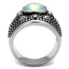 Slickblue Men's Stainless Steel Signet Ring with 10mm Fireopal Crystal, Polished Finish, Sizes 8-13 - 3 of 4