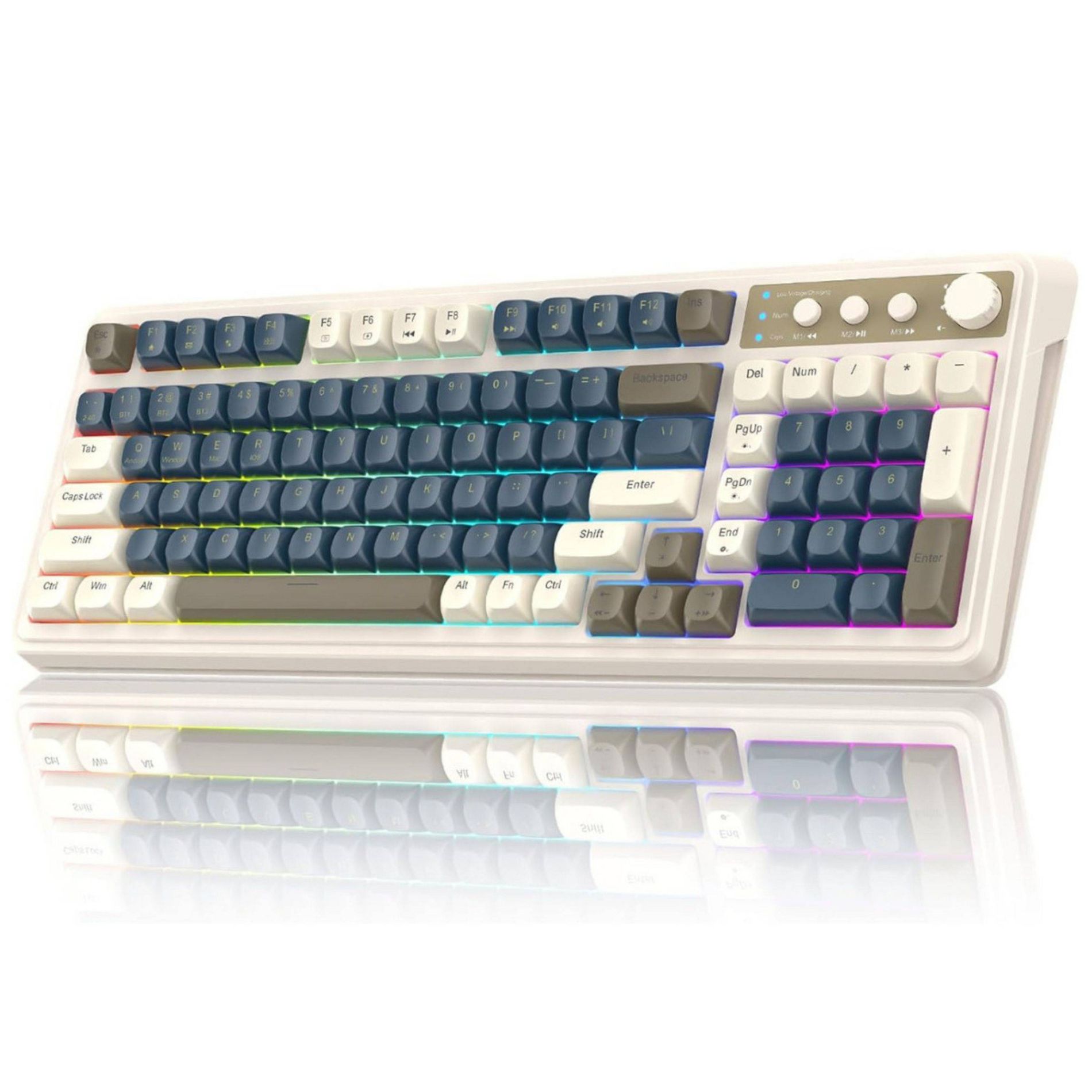 AULA S99 Wireless Gaming Membrane Creamy Keyboard, Tri-Mode Connect, Num Pad, Backlit, Media Knob
