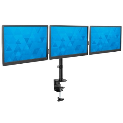 Black Adjustable Triple Monitor Desk Mount with Steel and Aluminum Arms