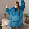 PAVILIA Faux Shearling Wearable Blanket Hoodie, Cozy Oversized Hooded Sweatshirt Adults, Warm Fleece Big Pocket - 3 of 4