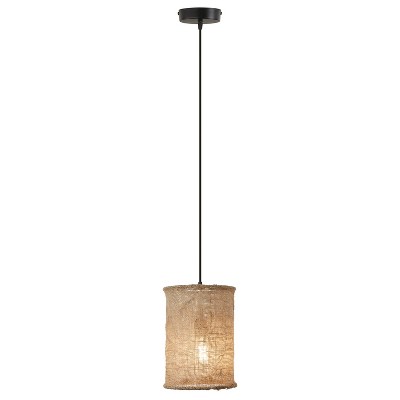River of Goods 8" 1-Light Peta Metal and Jute Pendant: UL Listed, Adjustable Height, E26 Socket