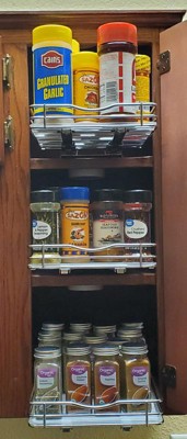 Lynk Professional Slide Out Vertical 6.25 Double Metal/wood Spice Rack  Silver : Target