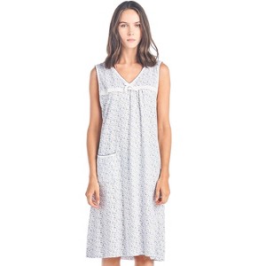 Casual Nights Women's Cotton Sleeveless Nightgown Sleep Shirt Chemise - 1 of 4