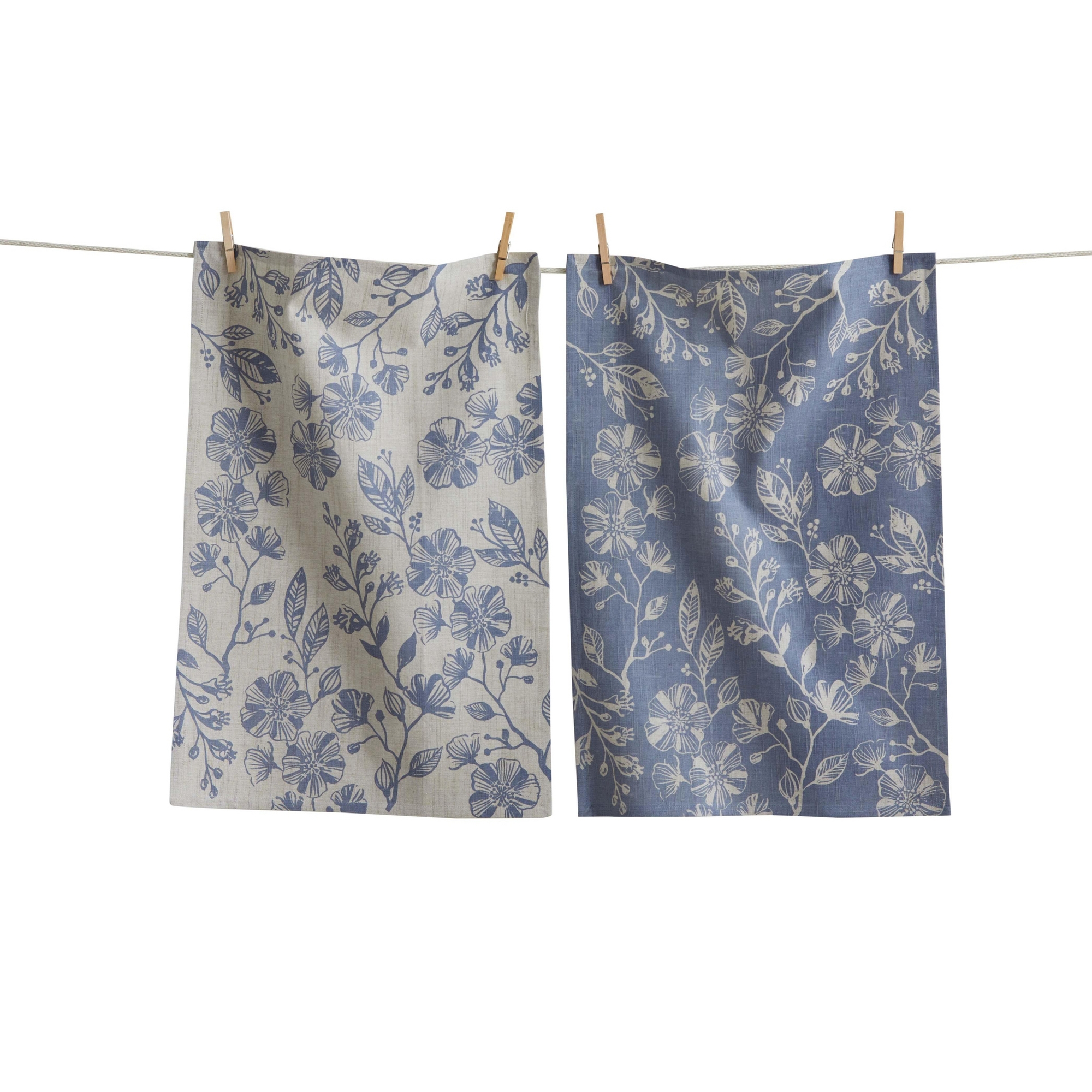 tag Canyon Print Floral Dishtowel Set - Blue Design, Kitchen Textiles, Machine Washable, 26" x 18" - Everyday Use