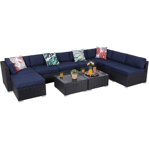 captiva designs outdoor 10pc wicker sectional rattan sofa target